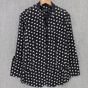 TOV Holy Jacket Womens Size 40 Black Polka Dot Long Sleeve Open Front Polyester